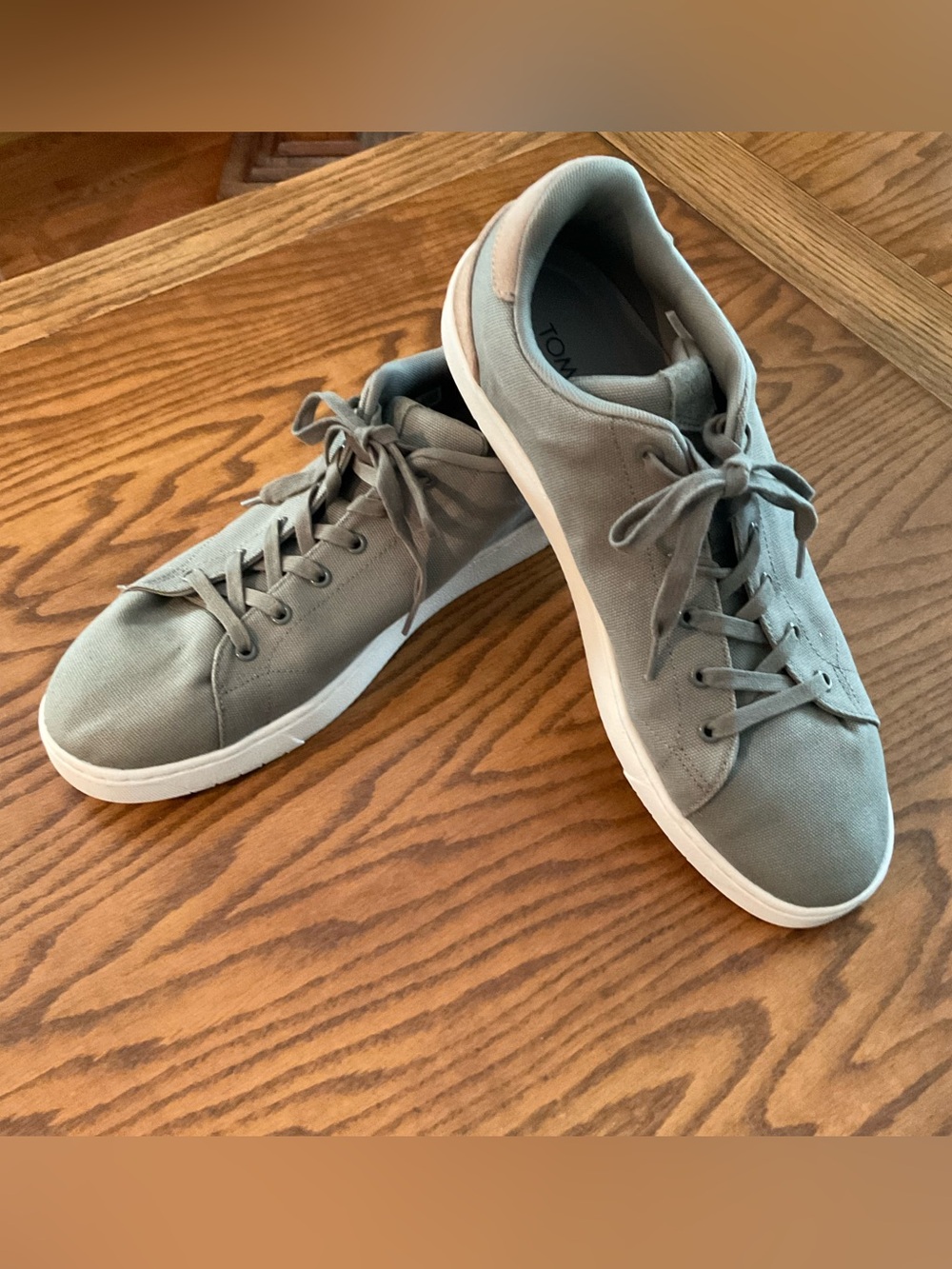 Toms Men’s Sage Green Canvas Top Lace Up Sneakers, Sz 14